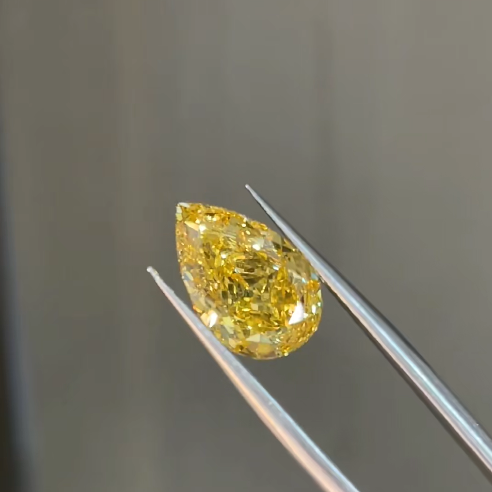 5.08ct Yellow Pear Shaped Loose Diamond