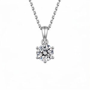 0.5/1 carat IGI laboratory diamond 18K white gold six claw necklace pendant collarbone chain simple