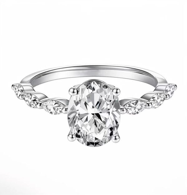 Elliptical one carat four claw ring custom laboratory synthetic diamond IGI diamond wedding ring - Image 2