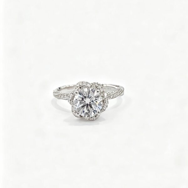 18K white gold full diamond bloom ring