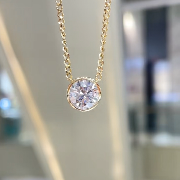 18k Gold 2.03ct Bubble Round Diamond Necklace