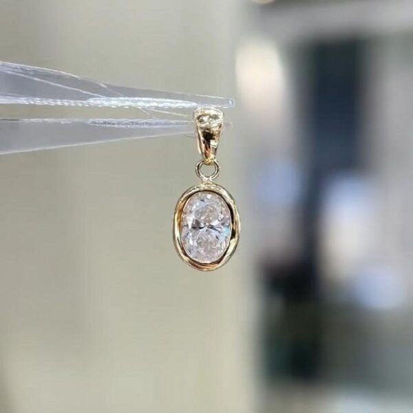 14K Gold 0.471ct Oval Halo Pendant