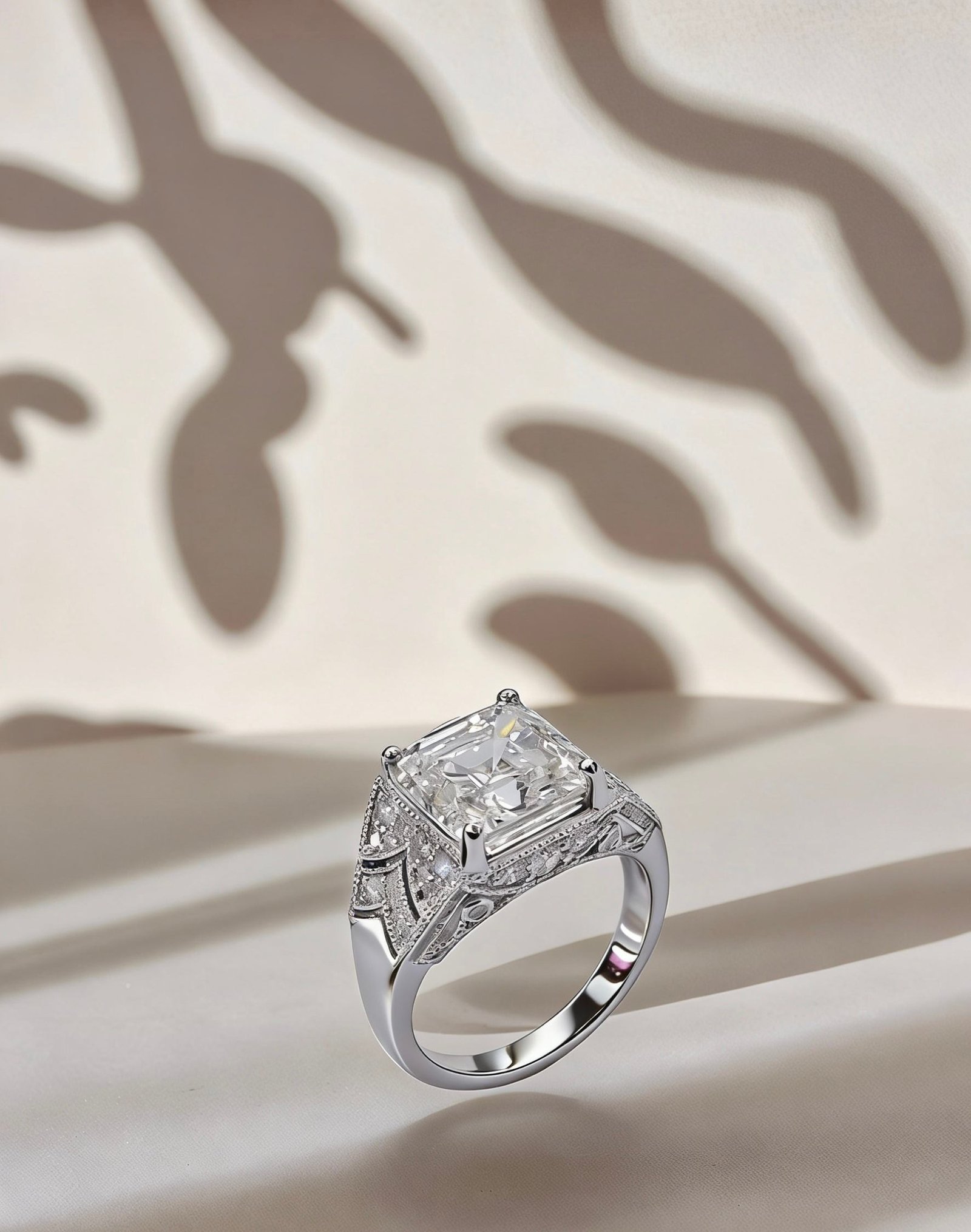 18K White Gold Ascher Vintage Dew Edge Ring - Image 2