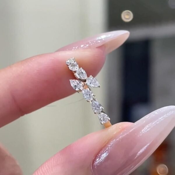 14k Gold 0.408ct Marquise Small Row Ring
